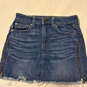 American Eagle Outfitters Blue Denim Skirt with double Zipper